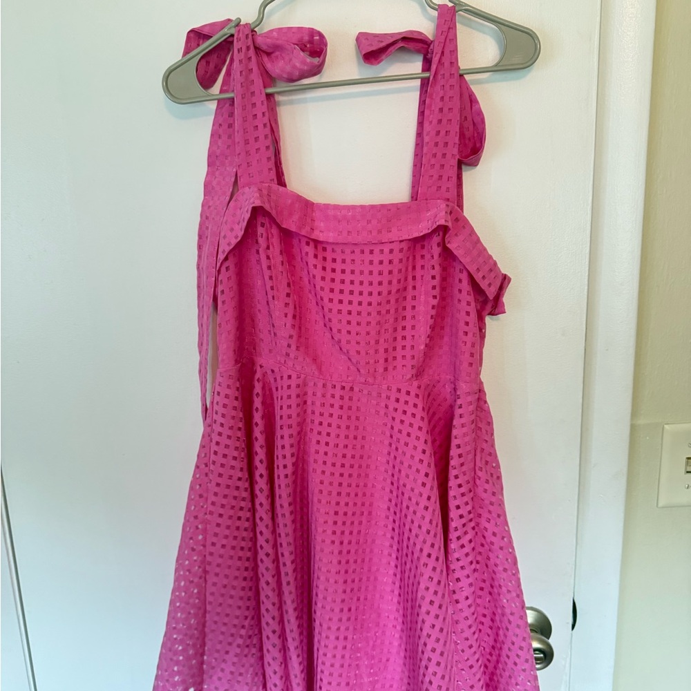 Pink Sleeveless Dress with Bow Straps